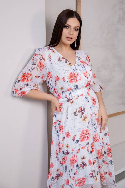 Платье на каждый день с отрезным лифом и высоким низом ASV 2603 бело-красный - фото 4