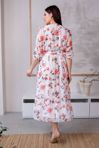 Платье на каждый день с отрезным лифом и высоким низом ASV 2603 бело-красный - фото 2