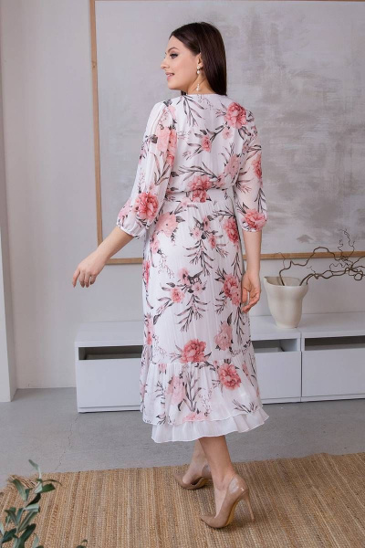 Платье на каждый день приталенное с рельефами и карманами ASV 2603/1 бело-красный - фото 2