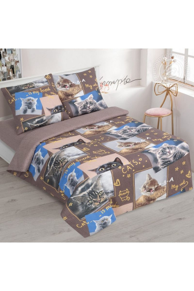 Классический комплект бязи 1.5-спальный с карманом АРТПОСТЕЛЬ 112 замурчательная_жизнь - фото 1