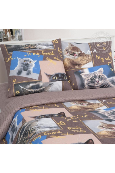 Классический комплект бязи 1.5-спальный с карманом АРТПОСТЕЛЬ 112 замурчательная_жизнь - фото 2