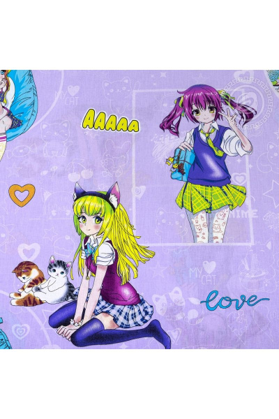 Домашний постельный комплект поплин 1,5-спальный АРТПОСТЕЛЬ 912А аниме - фото 3