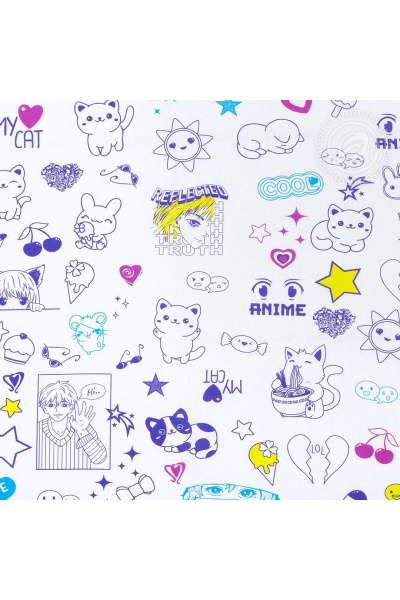 Домашний постельный комплект поплин 1,5-спальный АРТПОСТЕЛЬ 912А аниме - фото 2