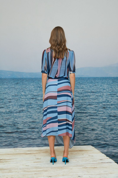 Блуза прямого силуэта с короткими рукавами и бантовым шарфом Alena Goretskaya А1664/3 - фото 2