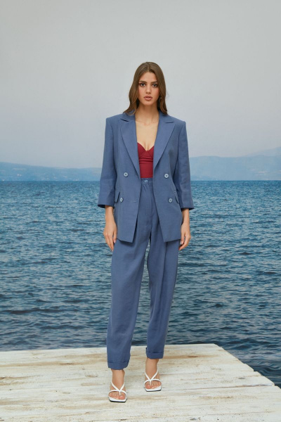 Демисезонный жакет из ткани с бочком и прорезными карманами Alena Goretskaya A1680/4 - фото 1