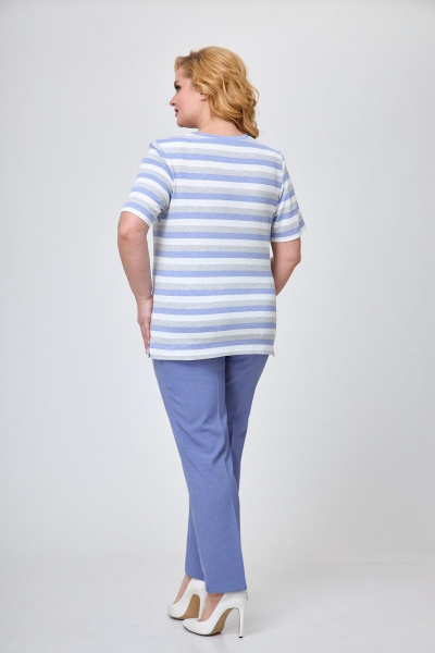 Комплект 3 предмета: жакет, блуза и брюки из трикотажа и вискозы Элль-стиль А-506/2 голубой - фото 9
