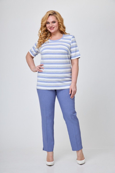 Комплект 3 предмета: жакет, блуза и брюки из трикотажа и вискозы Элль-стиль А-506/2 голубой - фото 6