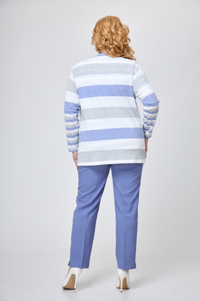 Комплект 3 предмета: жакет, блуза и брюки из трикотажа и вискозы Элль-стиль А-506/2 голубой - фото 4