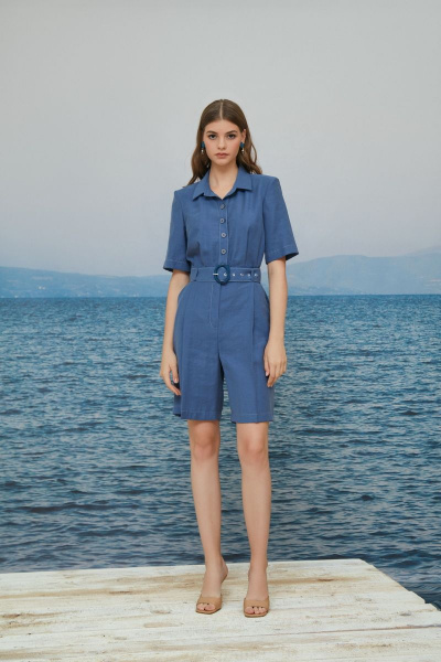 Комбинезон из костюмной ткани с боковыми карманами и поясом Alena Goretskaya 1684/2 - фото 1