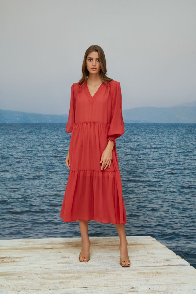 Платье из текстиля с оборками и съемным воротником Alena Goretskaya A1725/1 - фото 1