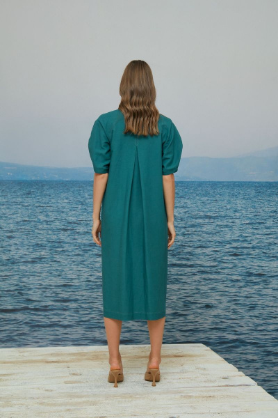 Демисезонное платье из льна с разрезом и карманами Alena Goretskaya A1704/1 - фото 2