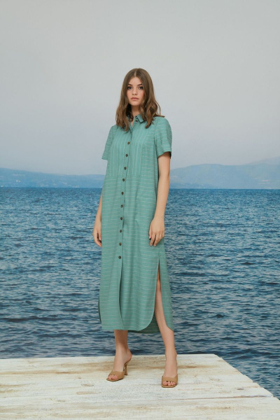 Платье из плательной ткани с кокетками и застежкой Alena Goretskaya A1691/1 - фото 1