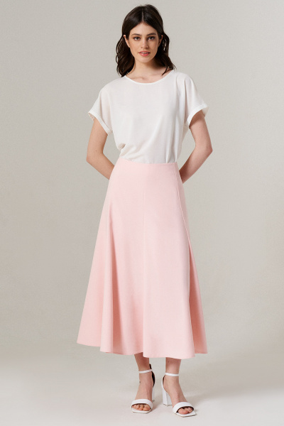 розовая длинная юбка из текстиля для комфортных образов Панда 150550w розовый - фото 1