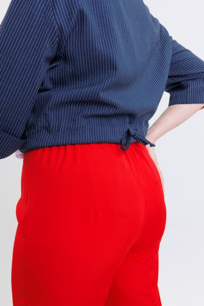 Костюм женский летний из текстиля с шазюблем и брюками на резинке SandyNa 13591 сине-красный - фото 9