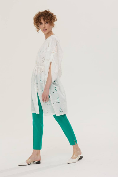 Летний белый комплект блуза и брюки из хлопка Vesnaletto 3442-3 - фото 10