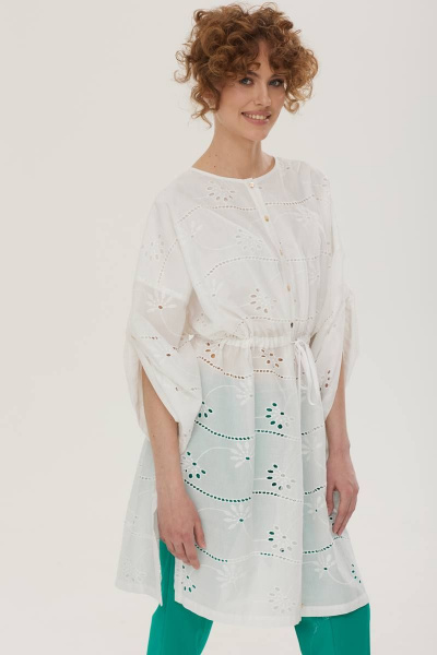 Летний белый комплект блуза и брюки из хлопка Vesnaletto 3442-3 - фото 5