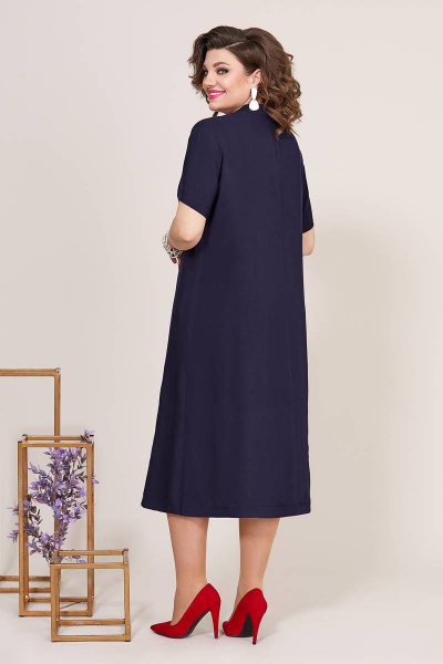 Летнее платье из штапеля и штапеля в полоску с воротником-стойкой Mira Fashion 5240 - фото 2