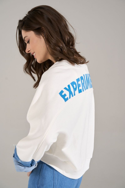 Бомбер свободного силуэта из джинса и трикотажа RINKA 1124 молочный - фото 12