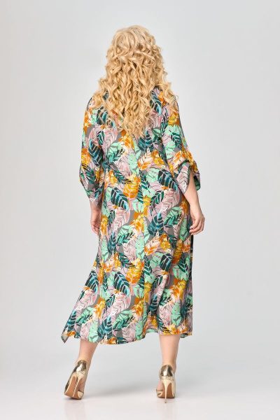 Платье на каждый день из текстиля с рукавом и карманами Svetlana-Style 1776 листики - фото 2