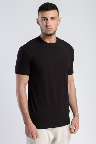 Майка черная свободная из трикотажа и хлопка SERGE 7415/14 black001 - фото 1