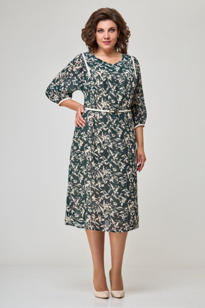 Платье Мишель стиль 1072 зелено-бежевый - фото 6
