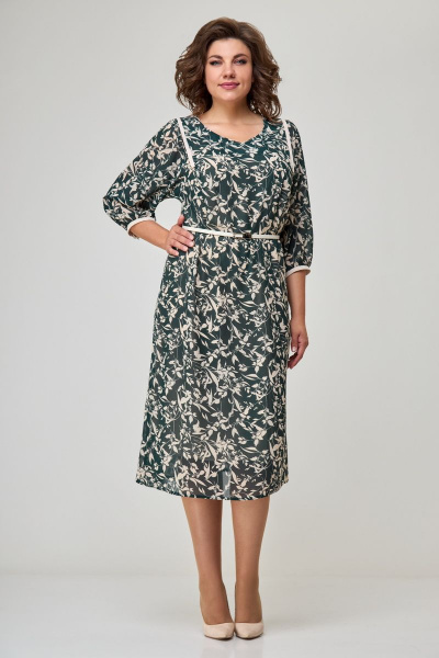 Платье Мишель стиль 1072 зелено-бежевый - фото 1