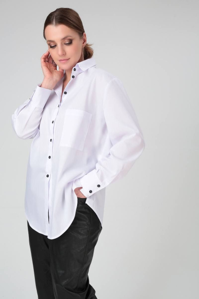 Классическая белая рубашка с асимметричными манжетами Bliss 8216 белый_бриллиант - фото 3