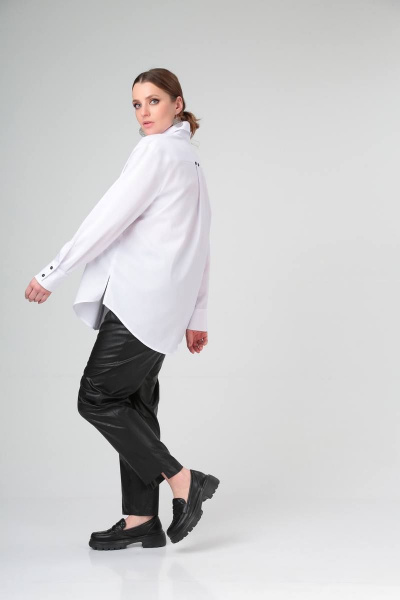 Классическая белая рубашка с асимметричными манжетами Bliss 8216 белый_бриллиант - фото 7