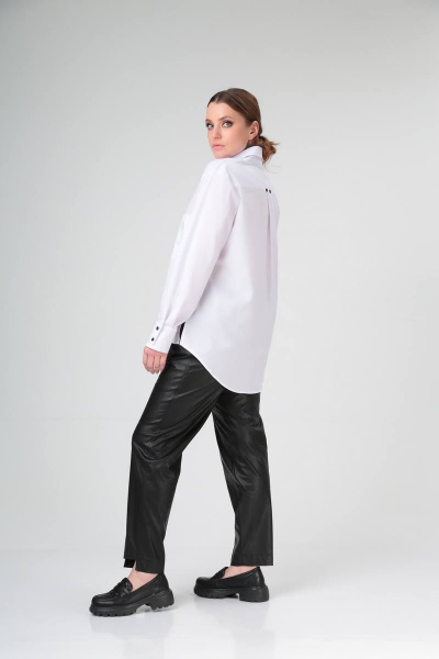 Классическая белая рубашка с асимметричными манжетами Bliss 8216 белый_бриллиант - фото 6