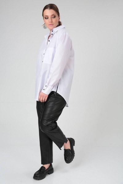 Классическая белая рубашка с асимметричными манжетами Bliss 8216 белый_бриллиант - фото 8