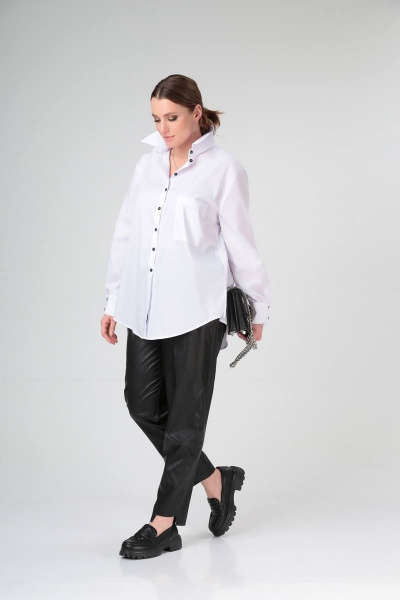 Классическая белая рубашка с асимметричными манжетами Bliss 8216 белый_бриллиант - фото 4