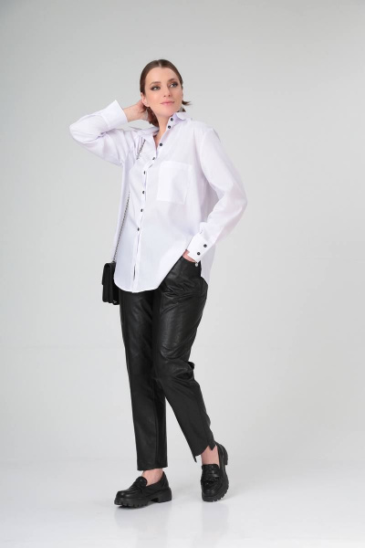 Классическая белая рубашка с асимметричными манжетами Bliss 8216 белый_бриллиант - фото 5