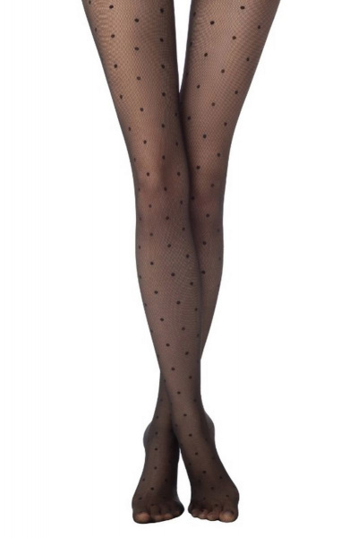 Круглогодичные черные колготки с эффектом тюля 30 den CONTE Fantasy_Pois-Tulle Nero - фото 3