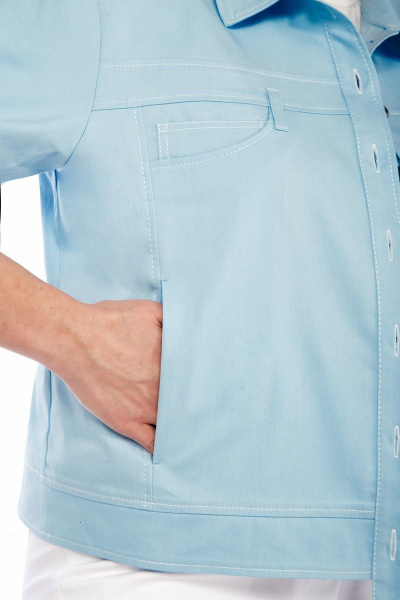 Жакет прямого силуэта из хлопка с имитацией карманов Matini 4.1614-1 аквамарин - фото 14