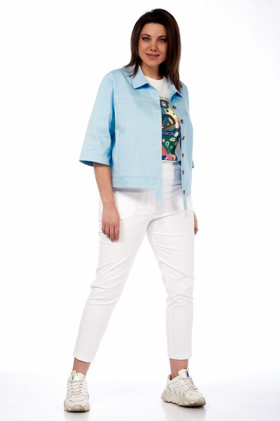 Жакет прямого силуэта из хлопка с имитацией карманов Matini 4.1614-1 аквамарин - фото 11