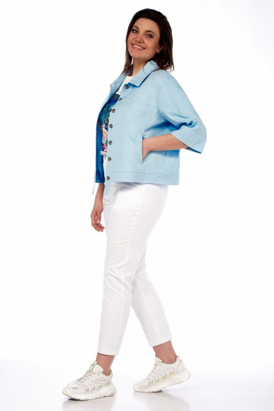 Жакет прямого силуэта из хлопка с имитацией карманов Matini 4.1614-1 аквамарин - фото 8