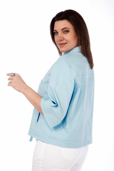 Жакет прямого силуэта из хлопка с имитацией карманов Matini 4.1614-1 аквамарин - фото 4