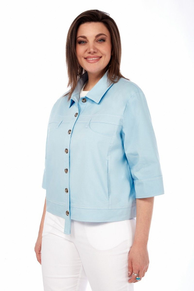 Жакет прямого силуэта из хлопка с имитацией карманов Matini 4.1614-1 аквамарин - фото 3