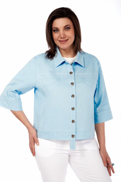 Жакет прямого силуэта из хлопка с имитацией карманов Matini 4.1614-1 аквамарин - фото 2