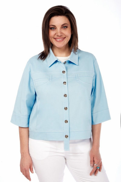 Жакет прямого силуэта из хлопка с имитацией карманов Matini 4.1614-1 аквамарин - фото 1