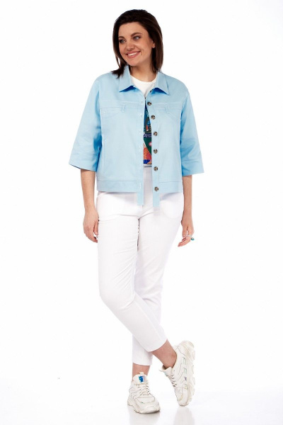 Жакет прямого силуэта из хлопка с имитацией карманов Matini 4.1614-1 аквамарин - фото 7