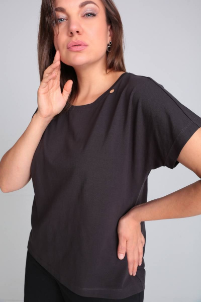 Футболка с открытыми плечами и декоративными элементами Bliss 8179 антрацит - фото 4