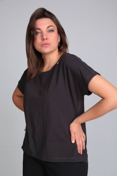 Футболка с открытыми плечами и декоративными элементами Bliss 8179 антрацит - фото 2