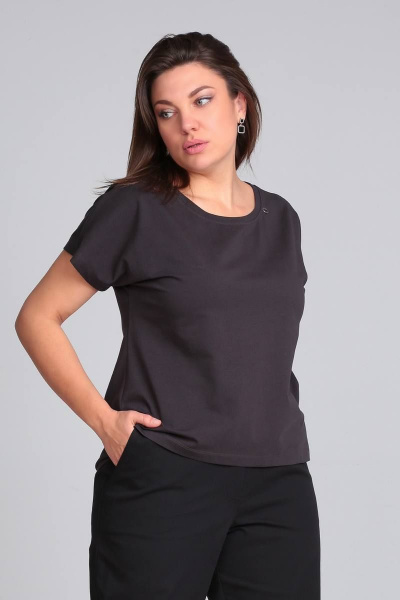 Футболка с открытыми плечами и декоративными элементами Bliss 8179 антрацит - фото 1