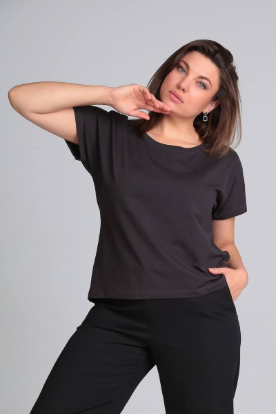 Футболка с открытыми плечами и декоративными элементами Bliss 8179 антрацит - фото 3