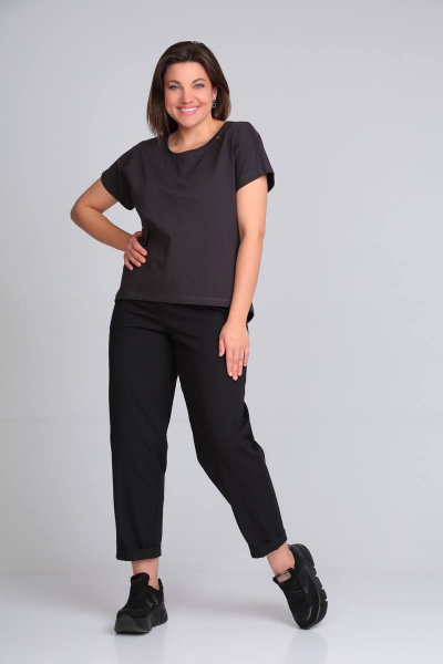 Футболка с открытыми плечами и декоративными элементами Bliss 8179 антрацит - фото 5