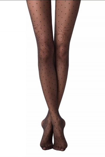 Круглогодичные черные эластичные колготки с точечным рисунком 20 den CONTE Fantasy_Dots Nero - фото 2