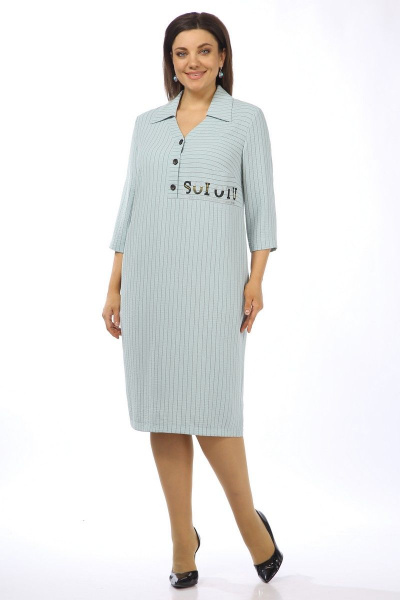 Платье из текстиля с нагрудными вытачками и патами Matini 3.1610 бирюза - фото 4