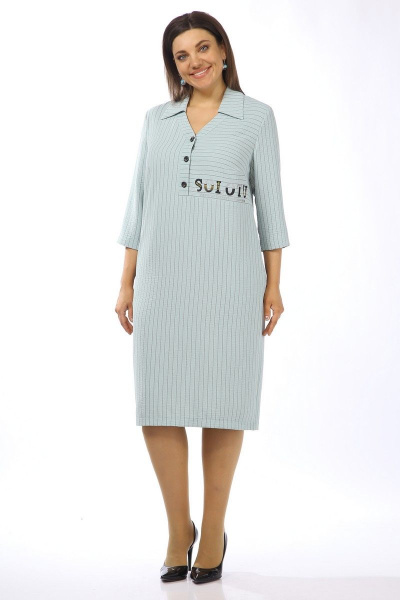 Платье из текстиля с нагрудными вытачками и патами Matini 3.1610 бирюза - фото 3