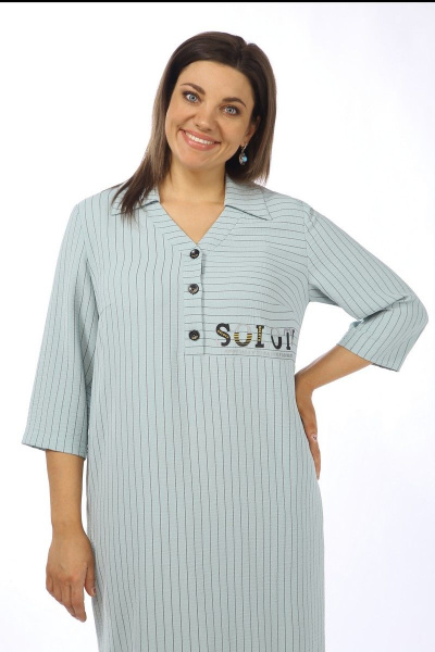 Платье из текстиля с нагрудными вытачками и патами Matini 3.1610 бирюза - фото 6